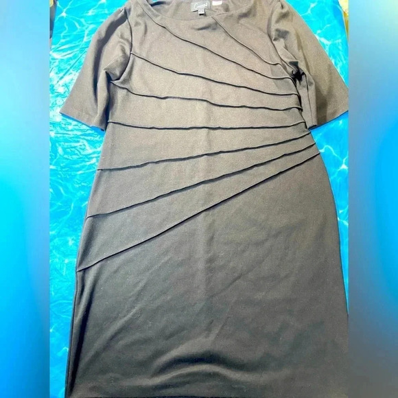 Connected Apparel, Sunburst pleat, short Sleeve. DARK BLACK(Pictures look grey.) - Picture 2 of 7